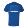 Back view of the blue Sonar T-Shirt showcasing a two-color geometric sonar-inspired design stacked above the white Lowrance logo.