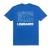 Back view of the blue Sonar T-Shirt showcasing a two-color geometric sonar-inspired design stacked above the white Lowrance logo.