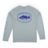 Lowrance AFTCO Samurai Oyster Long-Sleeve back with Lowrance bass graphic