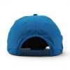 Back view of blue Lowrance snapback hat with adjustable closure