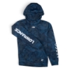 Navy camo Lowrance AFTCO Reaper hoodie, front view, with AFTCO logo on chest and Lowrance sleeve text.