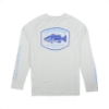 Lowrance AFTCO Samurai Oyster Long-Sleeve back with Lowrance bass graphic