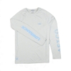 Front of Lowrance AFTCO Samurai Oyster Long-Sleeve with right sleeve folded in displaying LOWRANCE logo